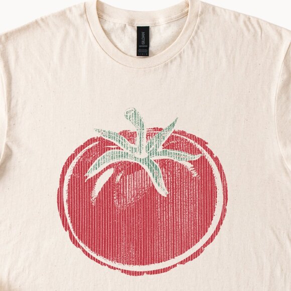 Red tomato graphic tee rustic garden shirt for food lovers and growers - Picture 2 of 7